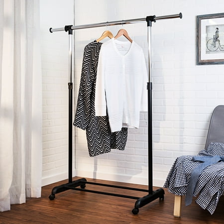 Honey-Can-Do Rolling Garment Rack with Adjustable Height and Width, Metal Clothes Rack, Heavy-Duty Organizer, Chrome