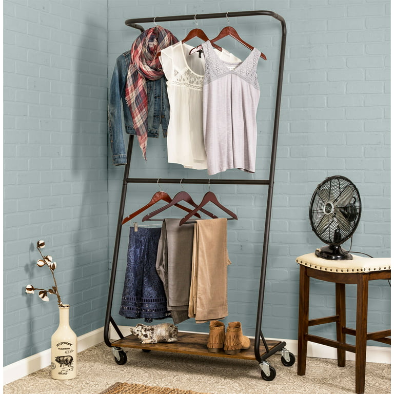 Style Selections Chrome Steel Rolling Clothing Rack in the Clothing Racks &  Portable Closets department at