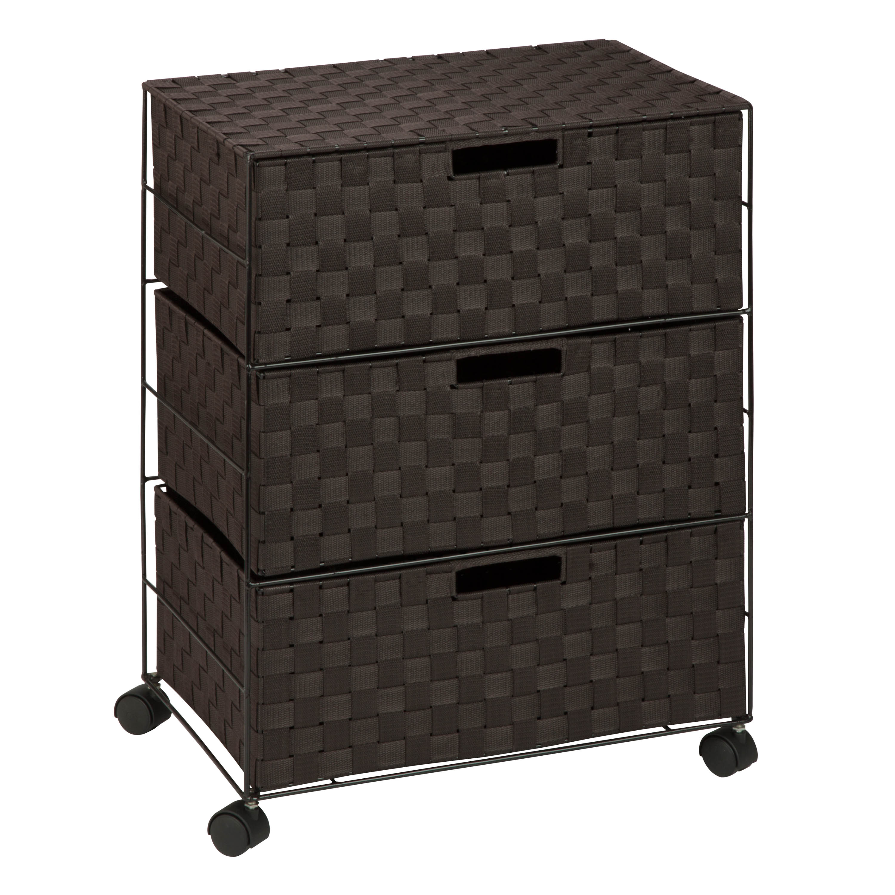 Honey-Can-Do Steel and Fabric Woven 3-Drawer Rolling Chest, Brown - image 1 of 2