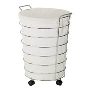Honey-Can-Do Steel and Polycotton Wire Rolling Laundry Hamper, Chrome/Natural