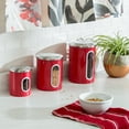 thumbnail image 1 of Honey Can Do Three-Piece Set of Nesting Stainless Steel Kitchen Canisters, Red, 1 of 8