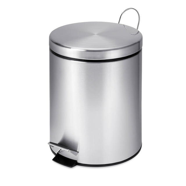 Honey-Can-Do Trs-01449 5 Liter Round Stainless Steel Step Trash Can - Stainless Steel