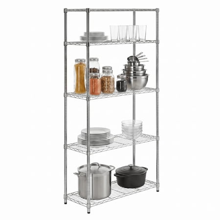 Honey Can Do Urban 5--Shelf Adjustable Steel Storage Shelving Unit, Chrome