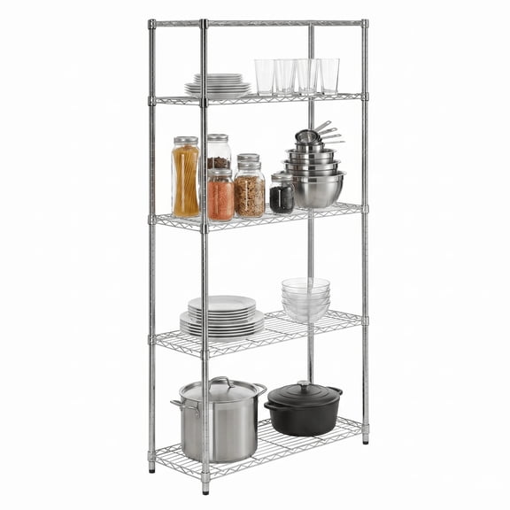 Honey Can Do Urban 5--Shelf Adjustable Steel Storage Shelving Unit, Chrome