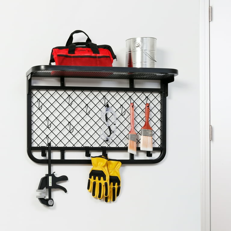 Honey-Can-Do Black Steel Garage Grid Wall Shelf