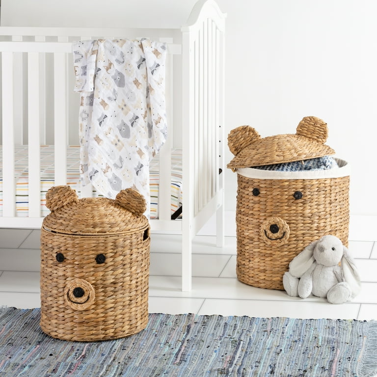 Honey Can Do Water Hyacinth Wicker Bear Shaped Storage Basket Set of 2 Natural Walmart