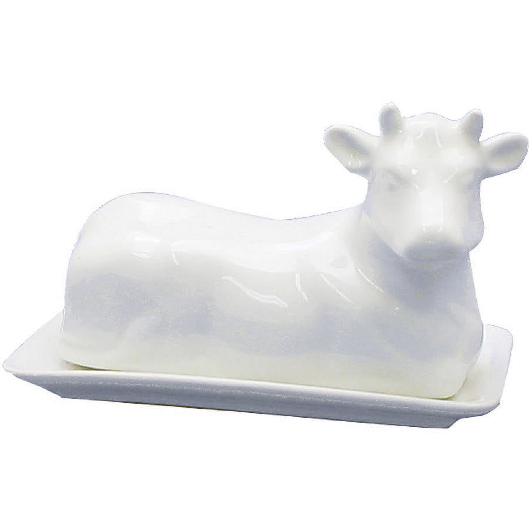 Honey Can Do White Porcelain Butter Dish, Cow Shape