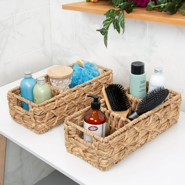 HoneyCanDo Wicker Water Hyacinth Storage Basket Set of 2 with