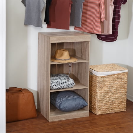 Honey-Can-Do Wood 3-Tier Stackable Modular Closet Organizer, Oak