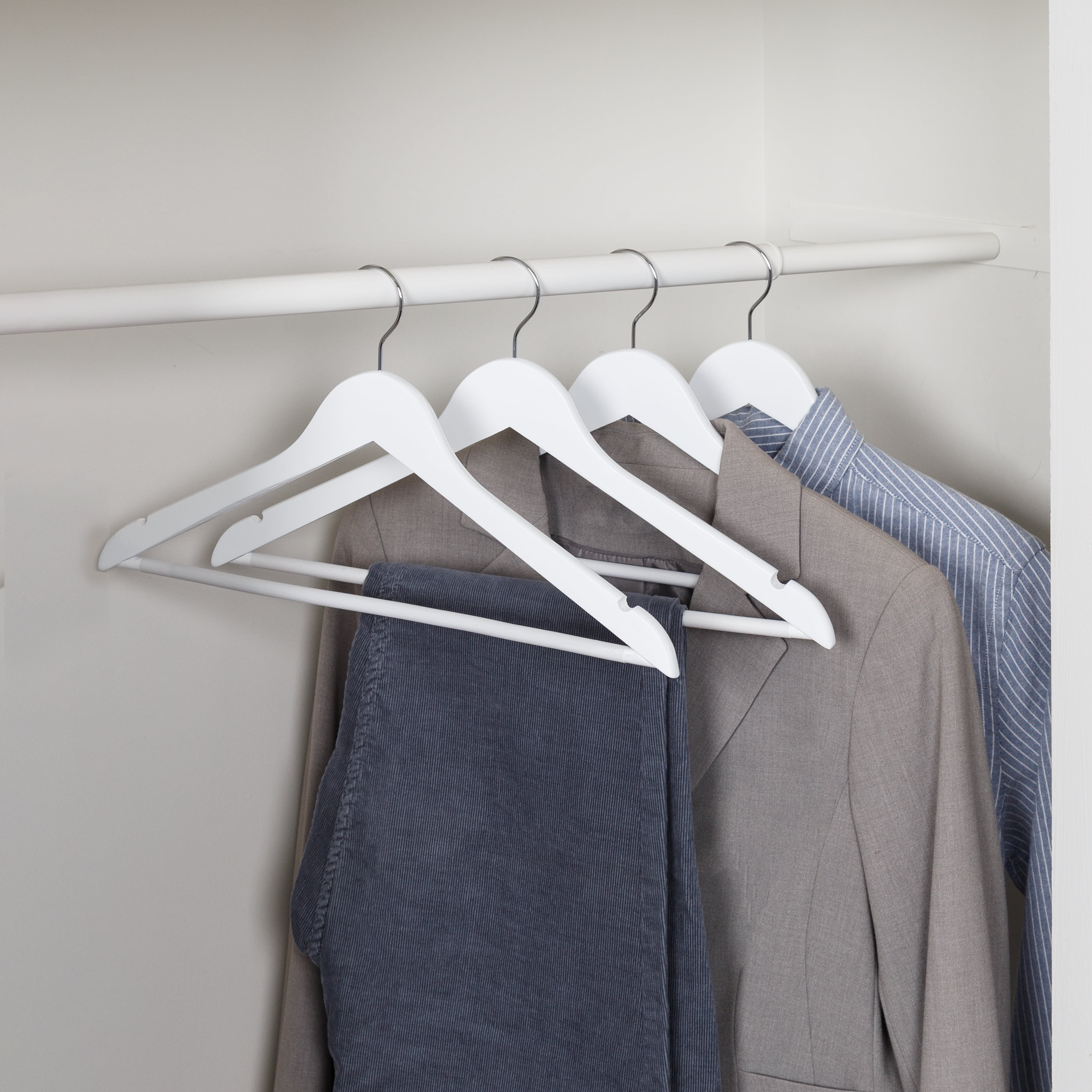 10 pack Simply Essential Wood Suit Pants Clothes Closet Hangers w Metal  Hooks