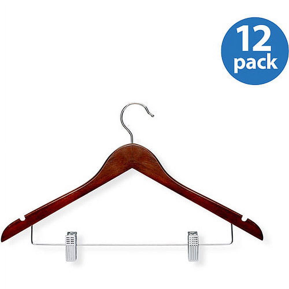Honey Can Do Wood Suit Hanger with Clips, Cherry Finish (pack of 12) - image 1 of 5