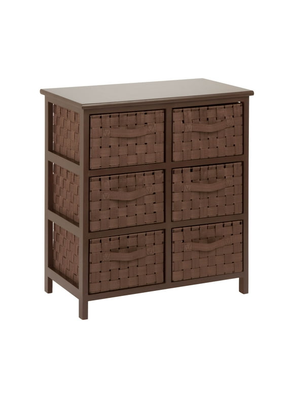 Honey-Can-Do Wood and Polypropylene Woven 6-Drawer Storage Chest, Brown