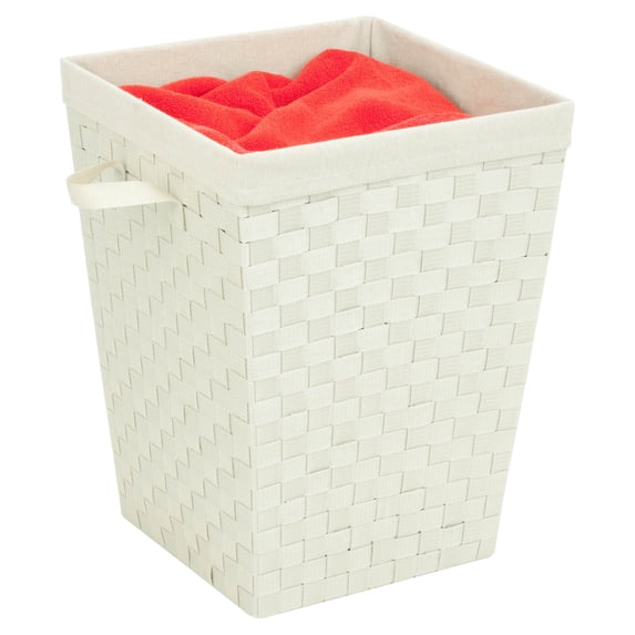 Honey Can Do Woven Strap Hamper with Liner and Steel Frame, Crème
