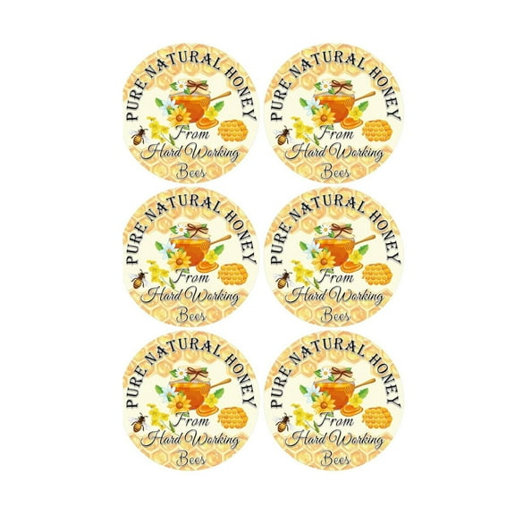 Honey Canning Stickers Round Pure Nature Honey Labels 2 Inch-Honey Themed Jar Lids Labels 180Pcs