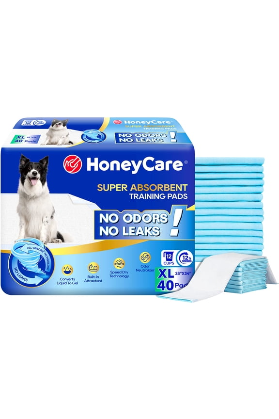Extra Large Dog and Puppy Training Pads, Ultra Absorbent, Blue, 28" x 34", 40 Count