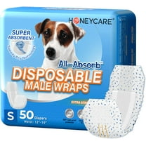 Honey Care All-Absorb A26  Disposable Male Dog Wrap, 50 Count, Small,Super Absorbent, Breathable