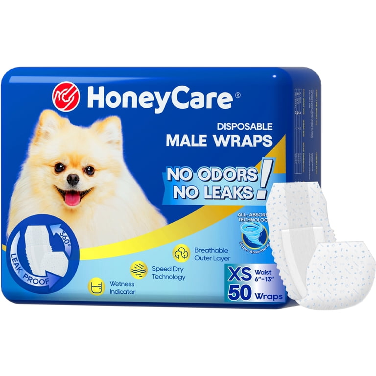 Honey Care, All-Absorb Disposable Male Dog Wrap, 50 Ct, Extra