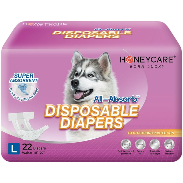 Honey Care AllAbsorb A29 Disposable Female Dog Diapers L Size,22 Count
