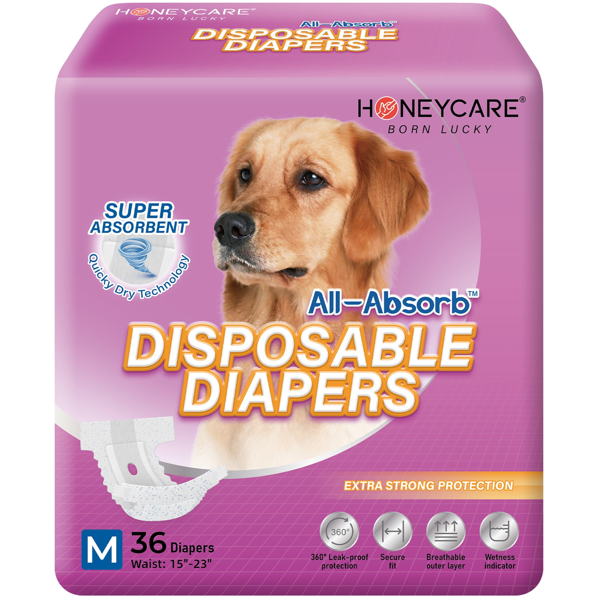 Honey Care Doggy Wrap All Absorb Disposable Male Dog Diapers Size M 36 Count Super Absorbent Walmart