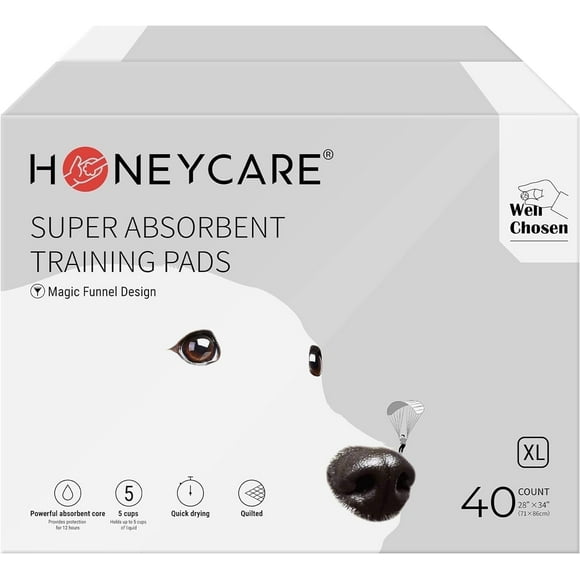 Honey Care Puppy Potty Training Pads, Magic Funnel, XL, 28x34 inch, 40ct