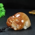 thumbnail image 1 of Honey Color Pixiu Figurine Carved Stone Wealth Beast Handheld Feng Shui Decor for Home Office or Gift Ornament, 1 of 9
