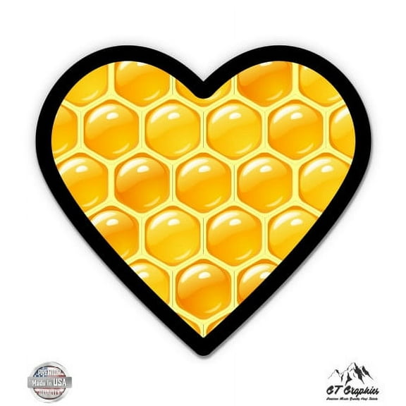 Honey Comb Heart Cute Bee Keeper - 12" Vinyl Sticker Waterproof Decal