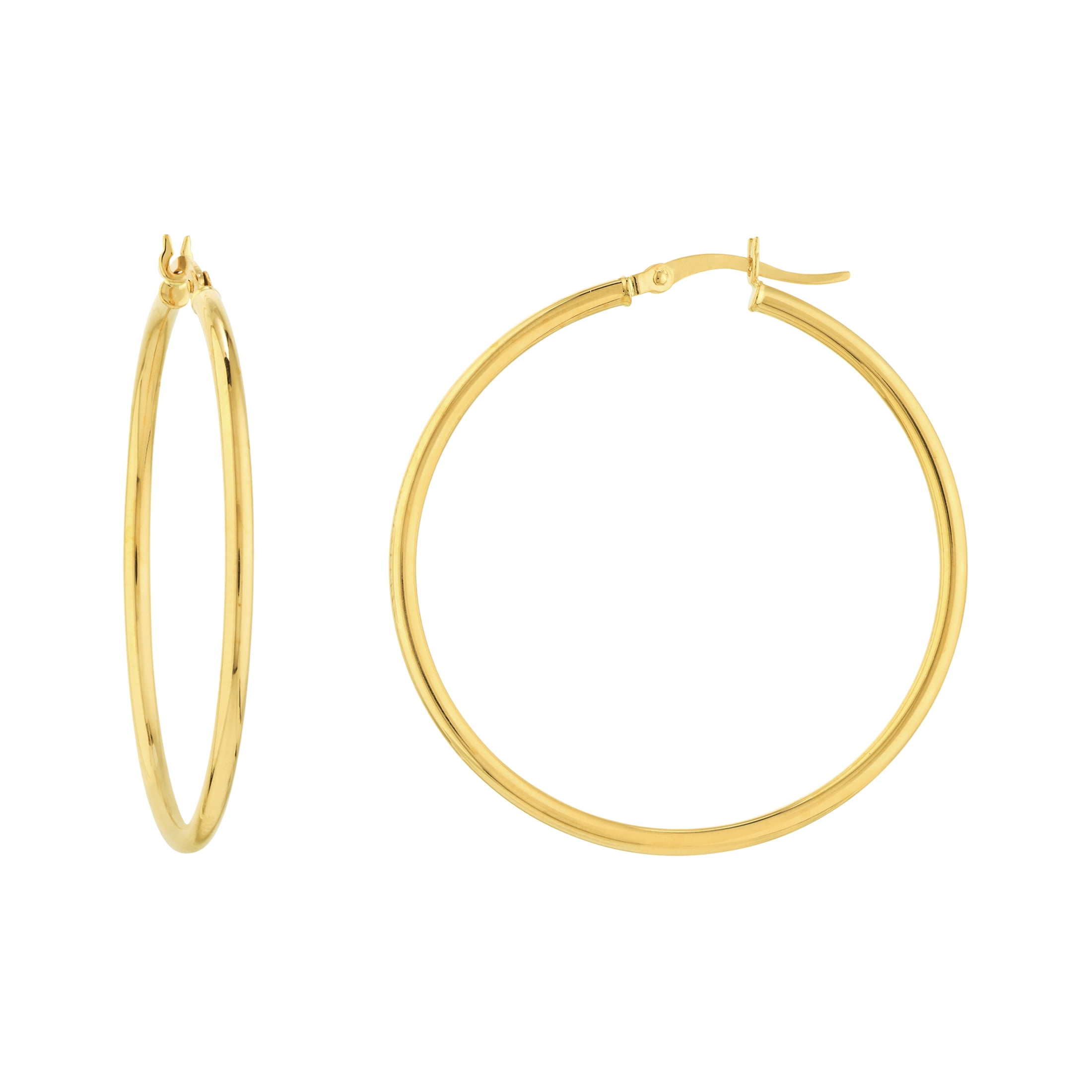 HONEY CRUSH Real 10K Yellow Gold Polished Hoop Earrings (2mm, 40mm)
