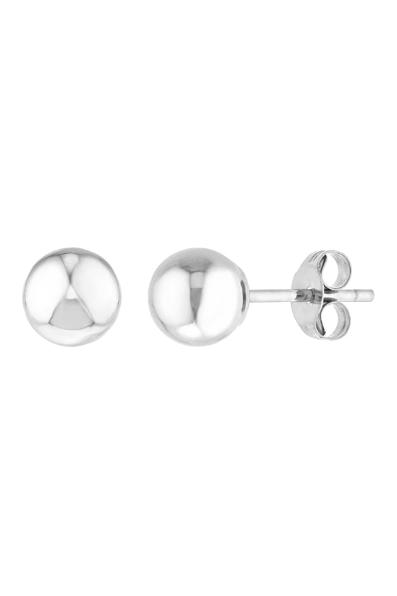 Real 14K White Gold Polished Ball Stud Earrings(Width 5mm)