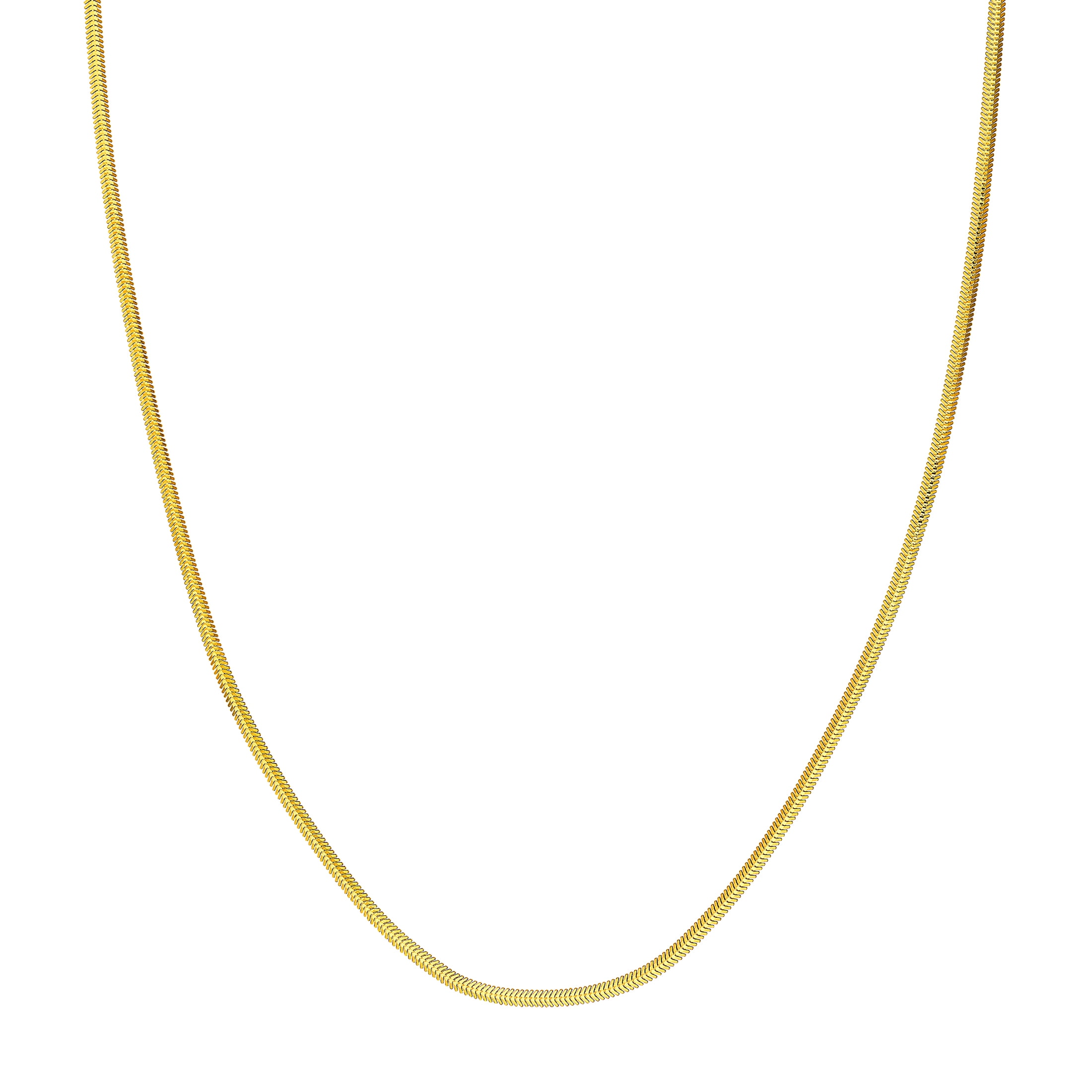 HONEY CRUSH Real 14K Yellow Gold Diamond Cut Oval Snake Chain (2.08mm, 18in)