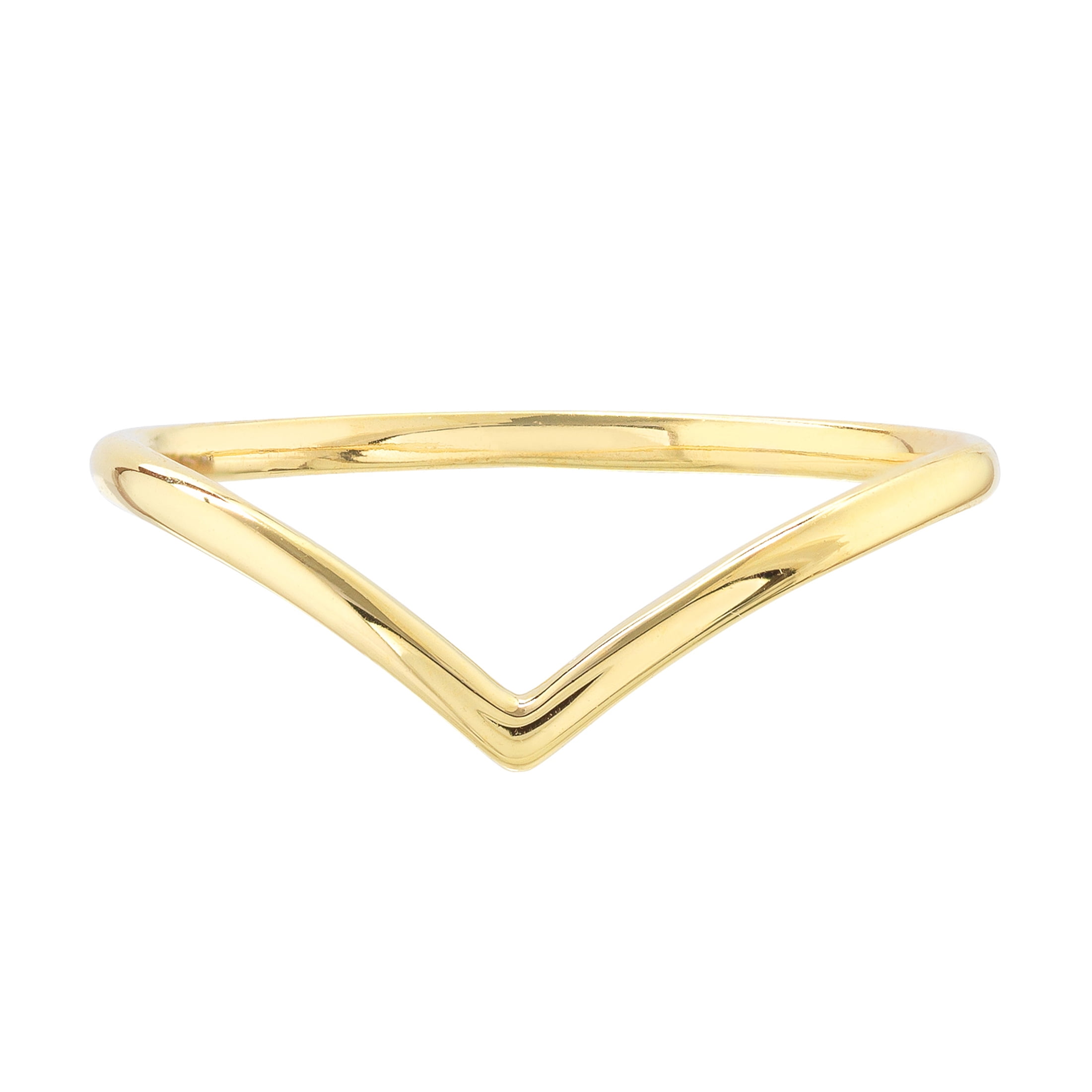 HONEY CRUSH Real 14K Yellow Gold Polished Chevron Wire Ring (5.25x1.25mm, Size 7)