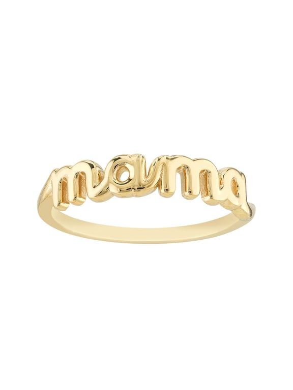 Real 14K Yellow Gold Polished Cursive Mama Ring (4.1x1.35mm, Size 7)