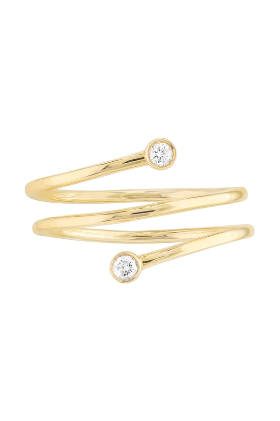 Real 14K Yellow Gold Polished Diamond Wrap Around Ring (11.9x1mm, Size 7)