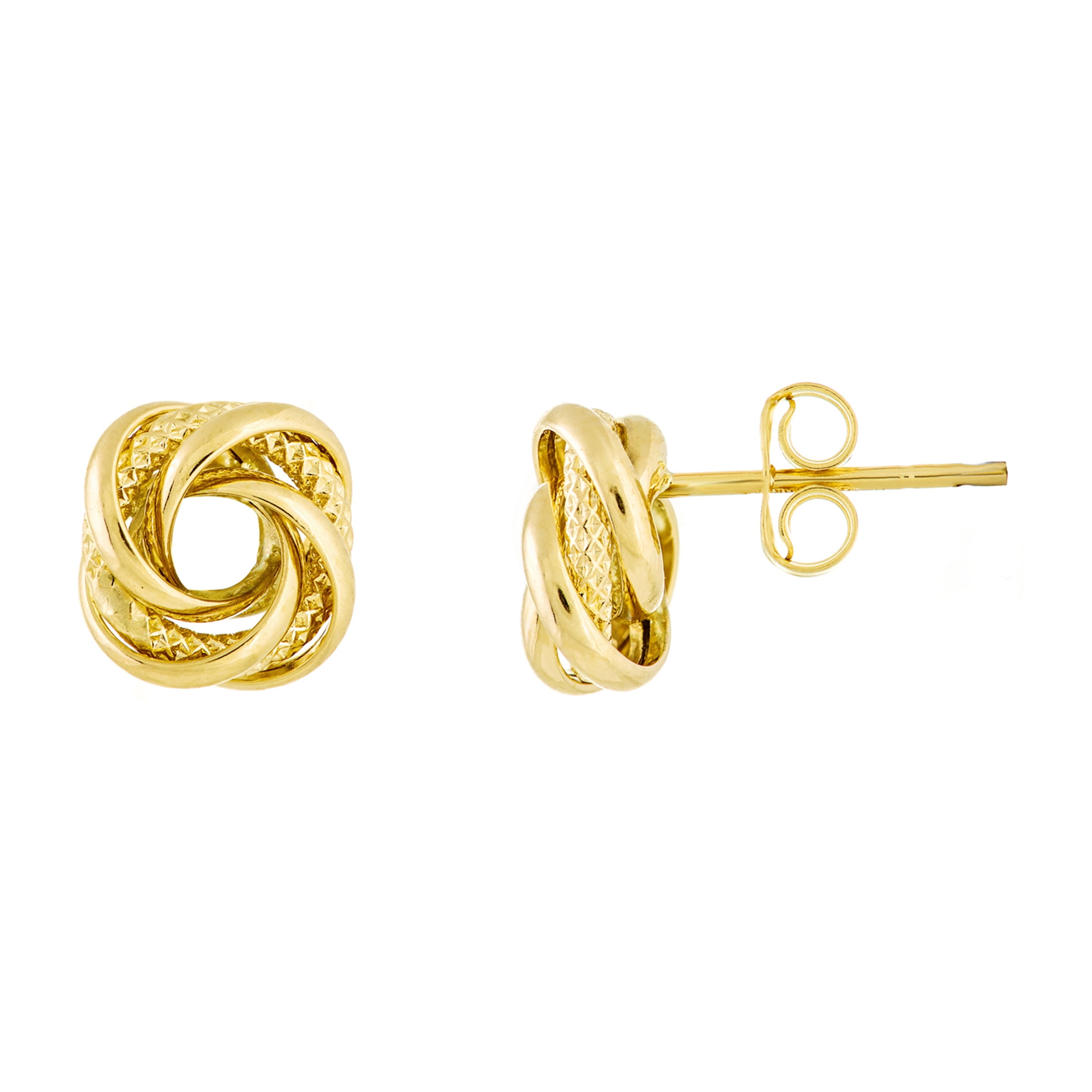 HONEY CRUSH Real 14K Yellow Gold Polished Love Knot Earrings (WxHxD, 9 x 9 x 4.8 mm)