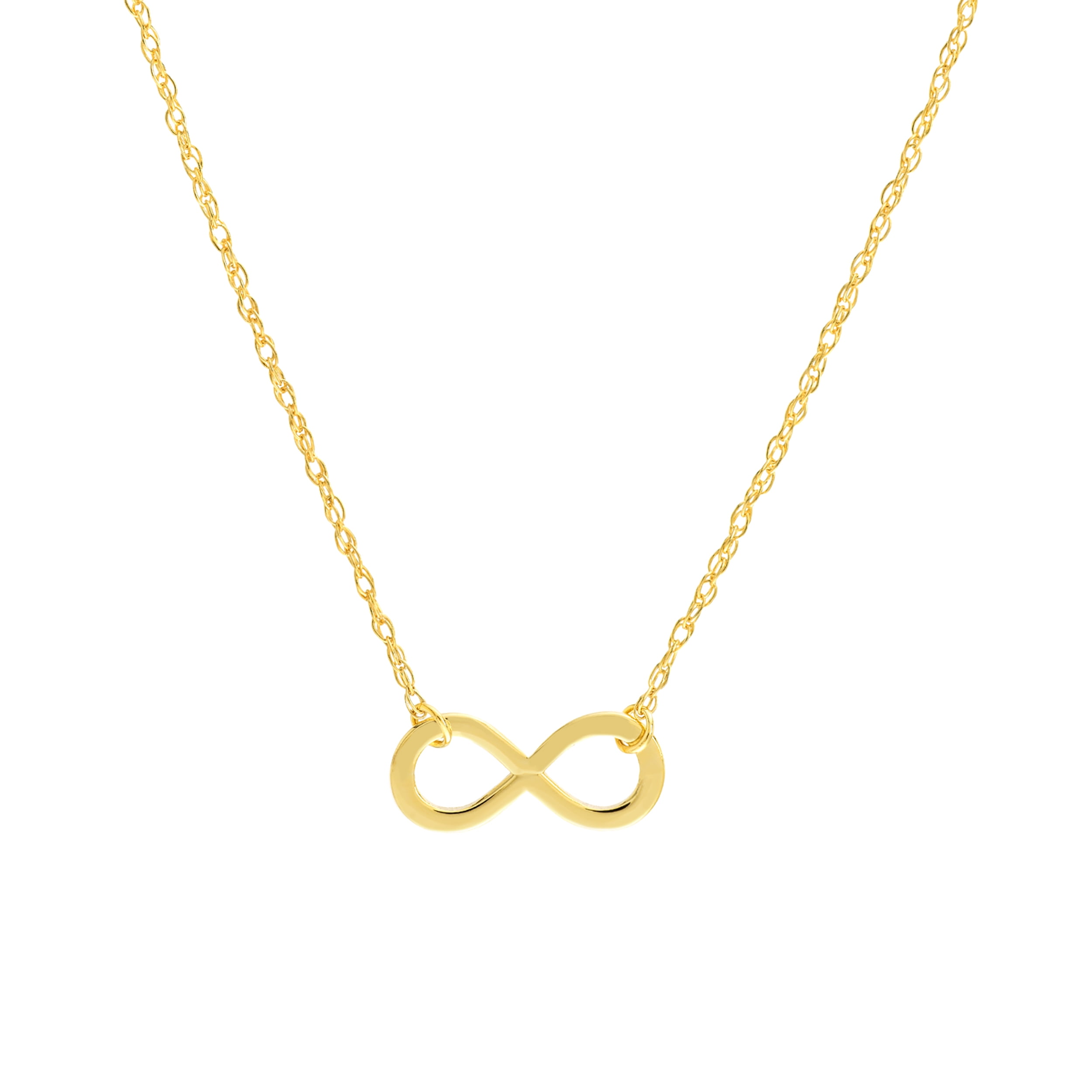 HONEY CRUSH Real 14K Yellow Gold Polished Mini Infinity Symbol Necklace (10.5x4.6mm, 16-18in)