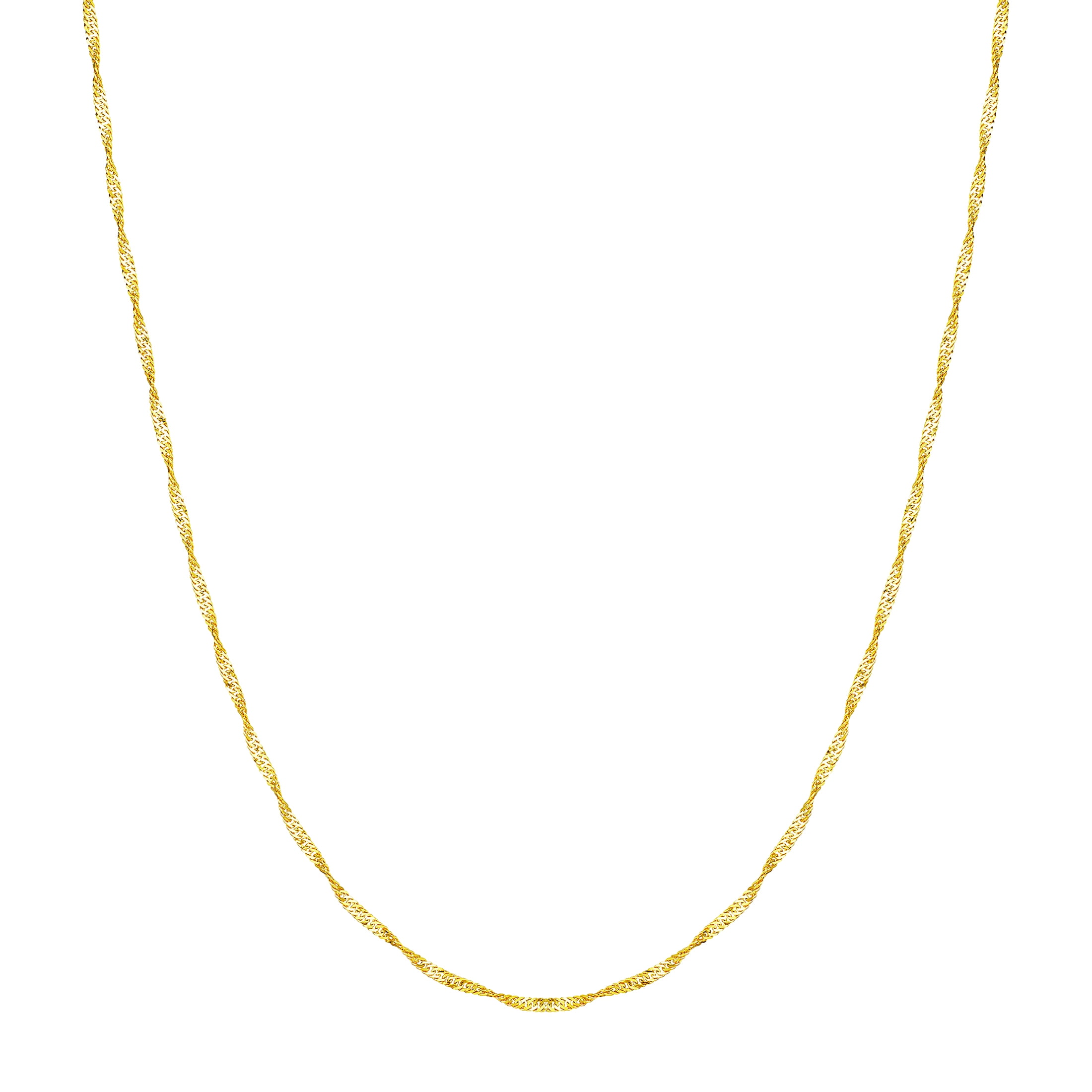 HONEY CRUSH Real 14K Yellow Gold Polished Singapore Chain 1.7mm 18in