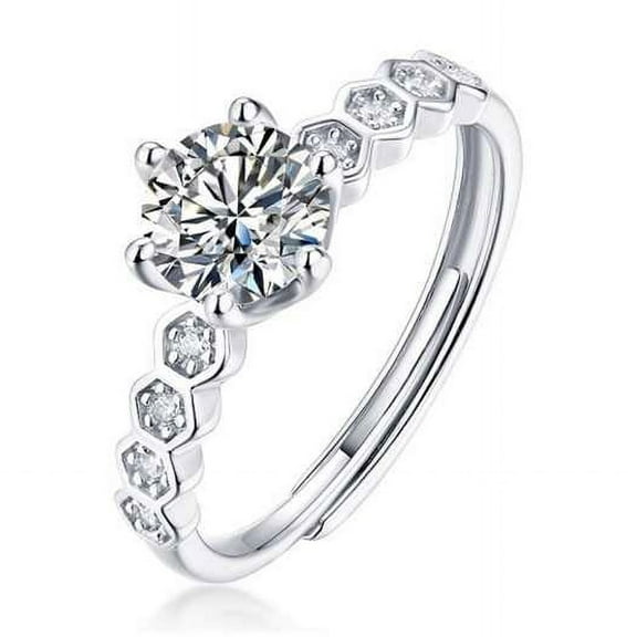 Honey Cube Women's Engagement Rings 1.7 Ct Round Brilliant Cut Diamond 14K White Gold Over