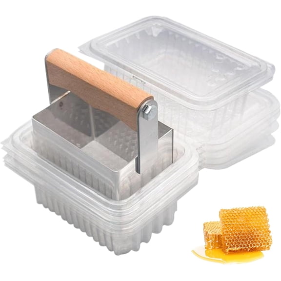 Honey Cut Comb Tool with 10Pcs Plastic Boxes Stainless Steel Beekeeping Cutter for Nesting Honey, Comb Storage, Beekeeping Supplies and Hive Tools