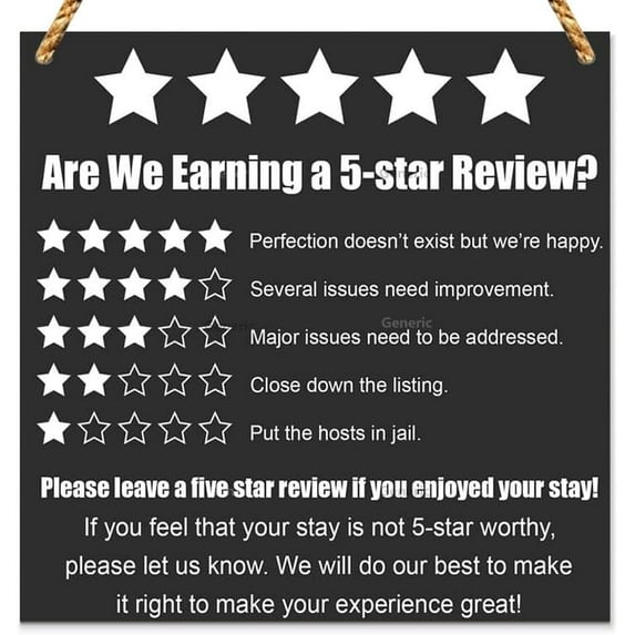 Honey Dew Gifts, Are We Earning a 5-Star Review Wooden Vacation Rental Sign, Vacation Home Décor, Rental Friendly Décor, Business Sign, Rating Sign Wood Sign Wooden Wall Decor 5 * 5 inch