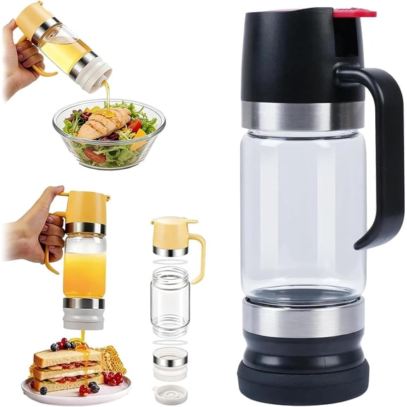 Honey Dispenser No Drip with Base, 12oz 2026 Upgraded Glass Honey Dispenser, Drip-Free Maple Syrup Container with Handle, Mess-Free Pouring, Easy Clean Bottle for Coffee, Tea & Salad