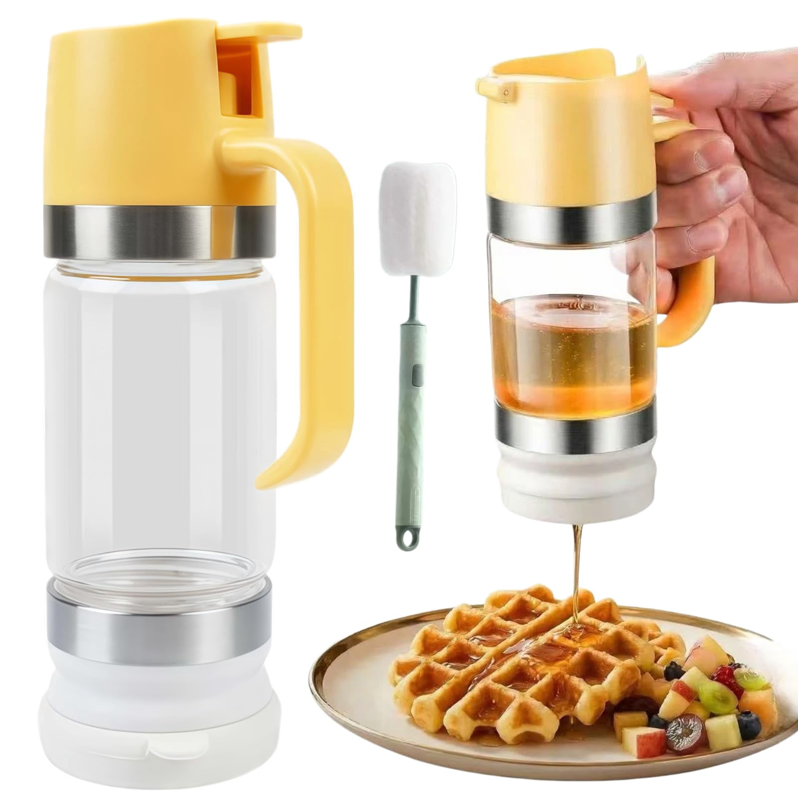 Honey Dispenser No Drip with Base 2026 Upgrade,  12OZ Glass Honey Jar pot with Handle, Syrup Dispenser for Coffee or Tea, Mess Free Honey Dispenser for Honey and Syrup