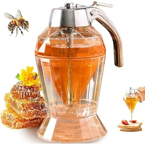 Honey Dispenser, Honey Dispenser No Glass with Stand, 6 oz Maple Syrup Dispenser with Stand, 2025 New Elegant Honey Jar, Leak-Proof Convenient Honey Pot Kitchen Essential Tools (1Pcs)