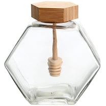 Glass Honey Jar with Dipper and Lid for Storage Transparent Small Size 220ml