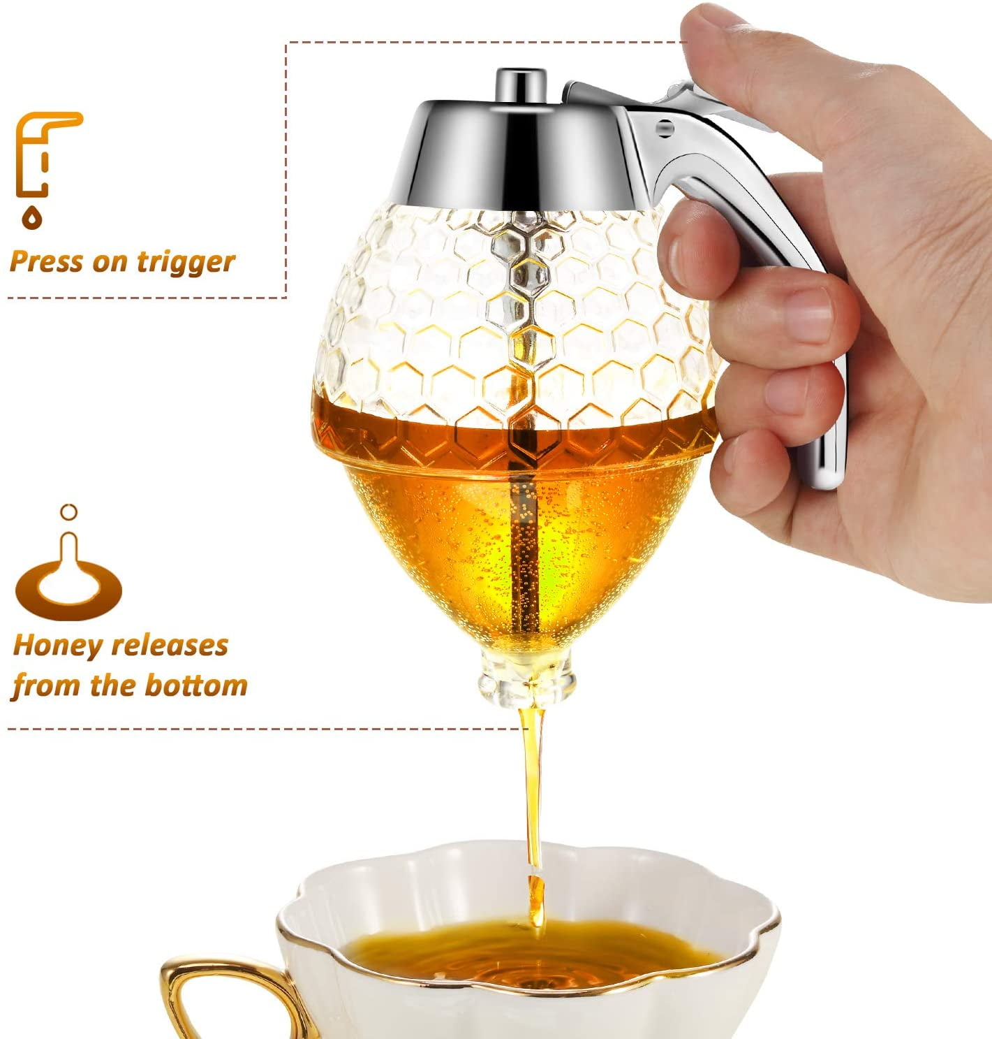 Acrylic Honey Dispenser No Drip Syrup Server Beautiful Honey Pot Jar