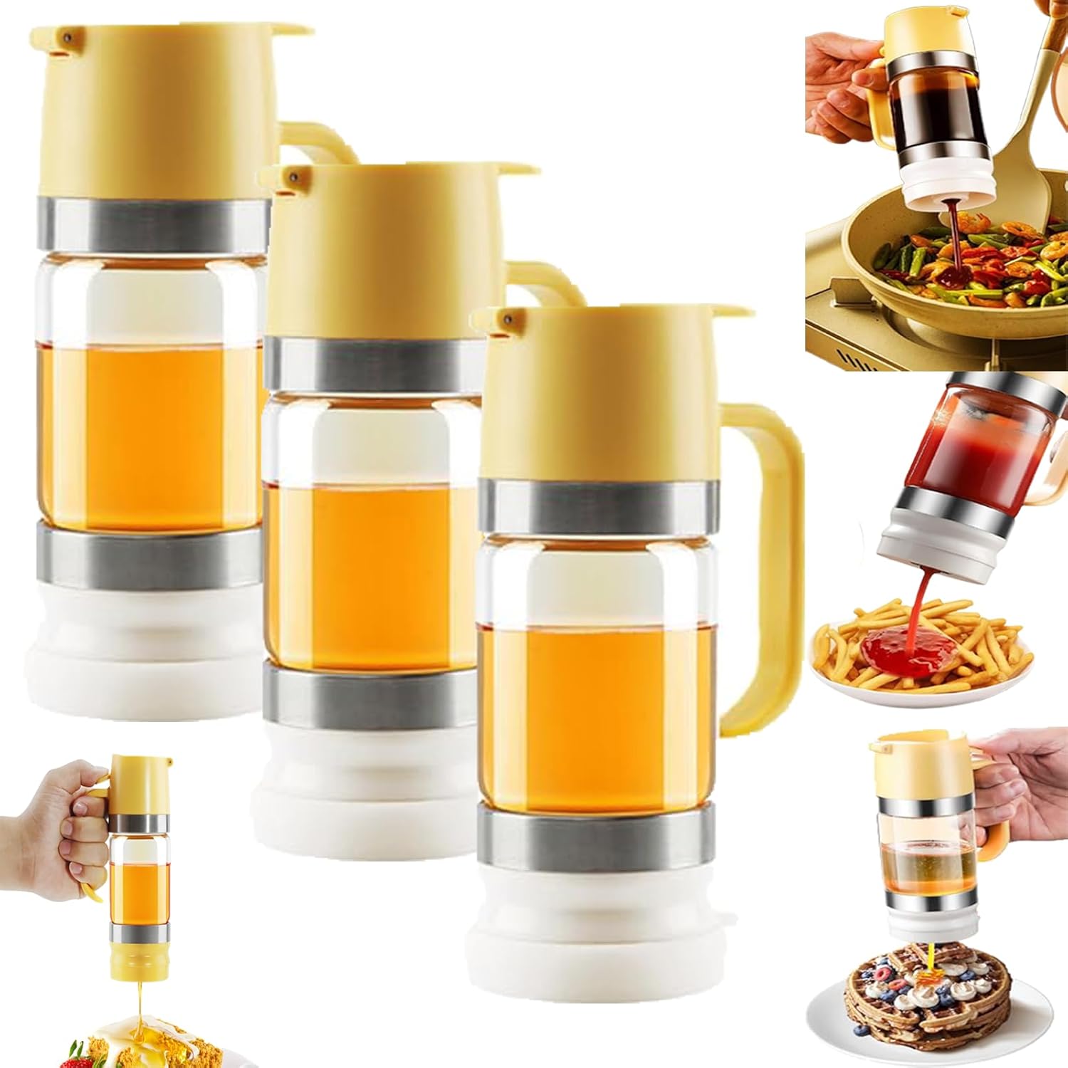 Honey Dispenser Pot No Drip,No Drip 9 OZ Clear Glass Honey Pot With ...