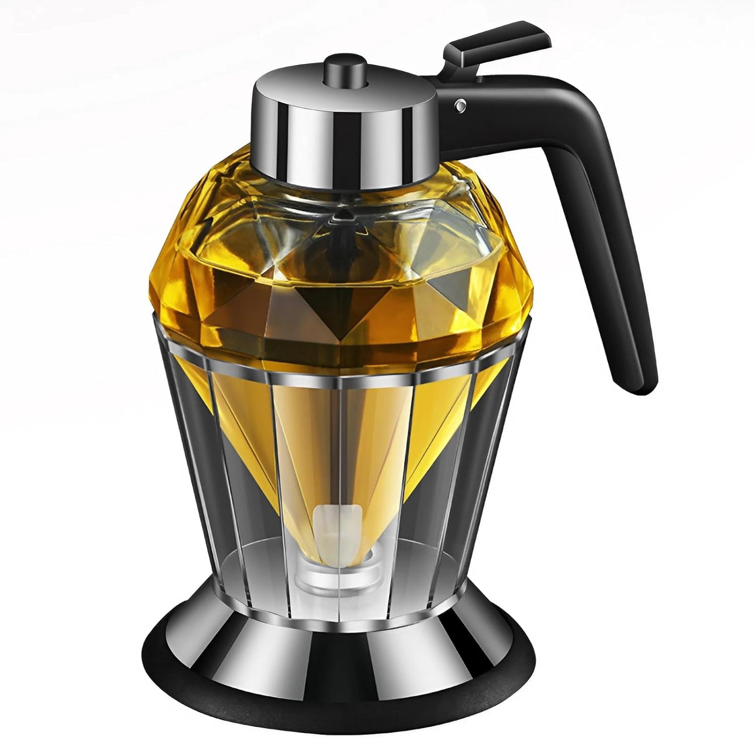 Honey Dispenser, Syrup Dispenser with Stand for Syrup, 200ml Diamond Glass and Oil Sugar, Sauces, Condiments, Shape Home kitchen gadgets (200ML)