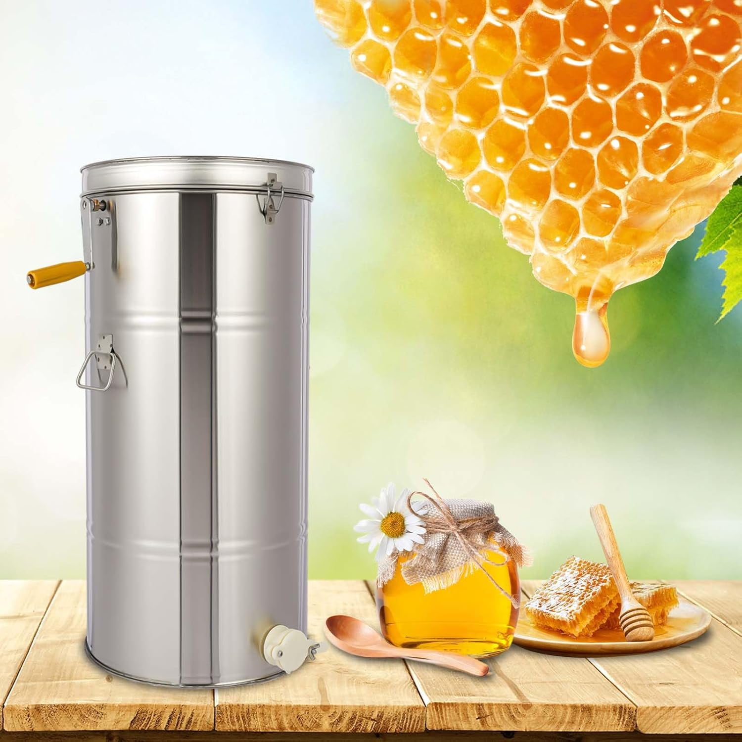 Honey Extractor, 2 Two Frame Stainless Steel Manual Crank Honey ...