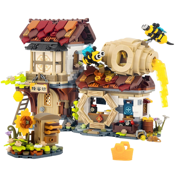 Honey Farm Cottage Modular Building Block Set, Creative Birthday Gift, Home Office Table Centerpiece