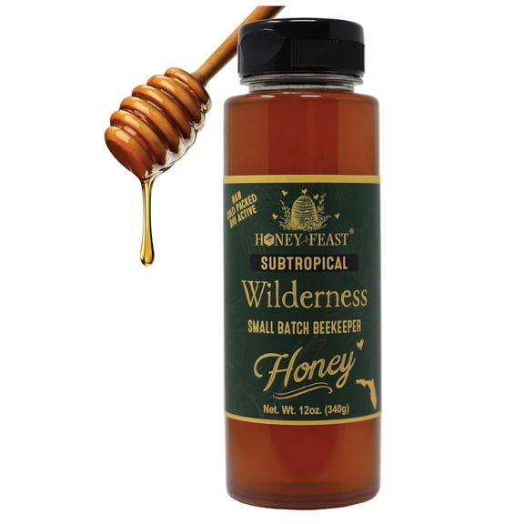 HONEY FEAST - Subtropical Wilderness Honey 12oz - Embrace this Raw and Unfiltered Small Batch Beekeeper Treasure