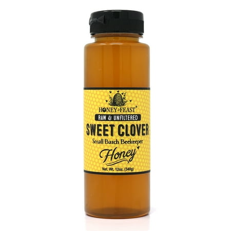 Honey Feast Sweet Clover Honey, 12oz Jar, Pure, Raw & Unfiltered