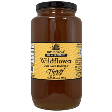 HONEY FEAST 3 Pounds Raw Wildflower Honey | from American Organic floral sources